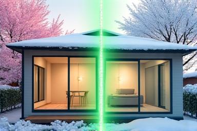 四季折々の日本の風景。家の中が自動で快適な温度と湿度に保たれている様子を象徴する。